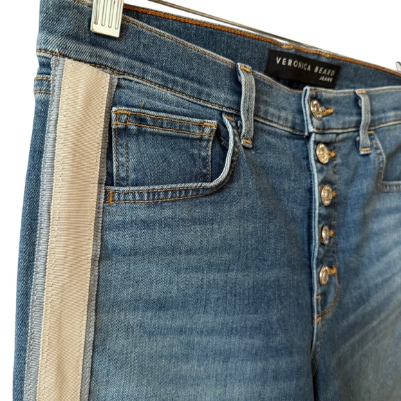 VERONICA BEARD DEBBIE SKINNY HI RISE JEANS TUXEDO BEACON CROPPED BUTTON FLY 29/8 - Picture 4 of 10